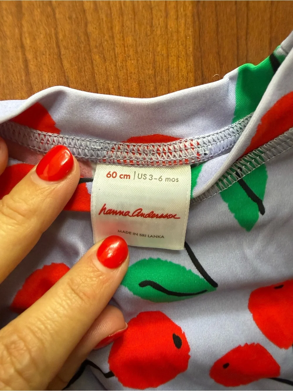 Hanna Andersson Girls' Cherry Print Rashguard Set - Red & Green on Light